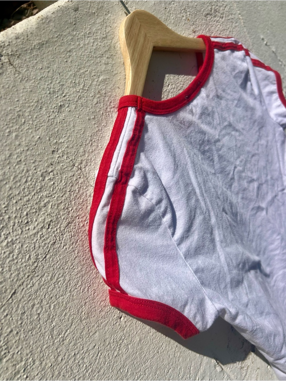 White & Red Ringer Tee with '01' Patch - Picture 4 of 5